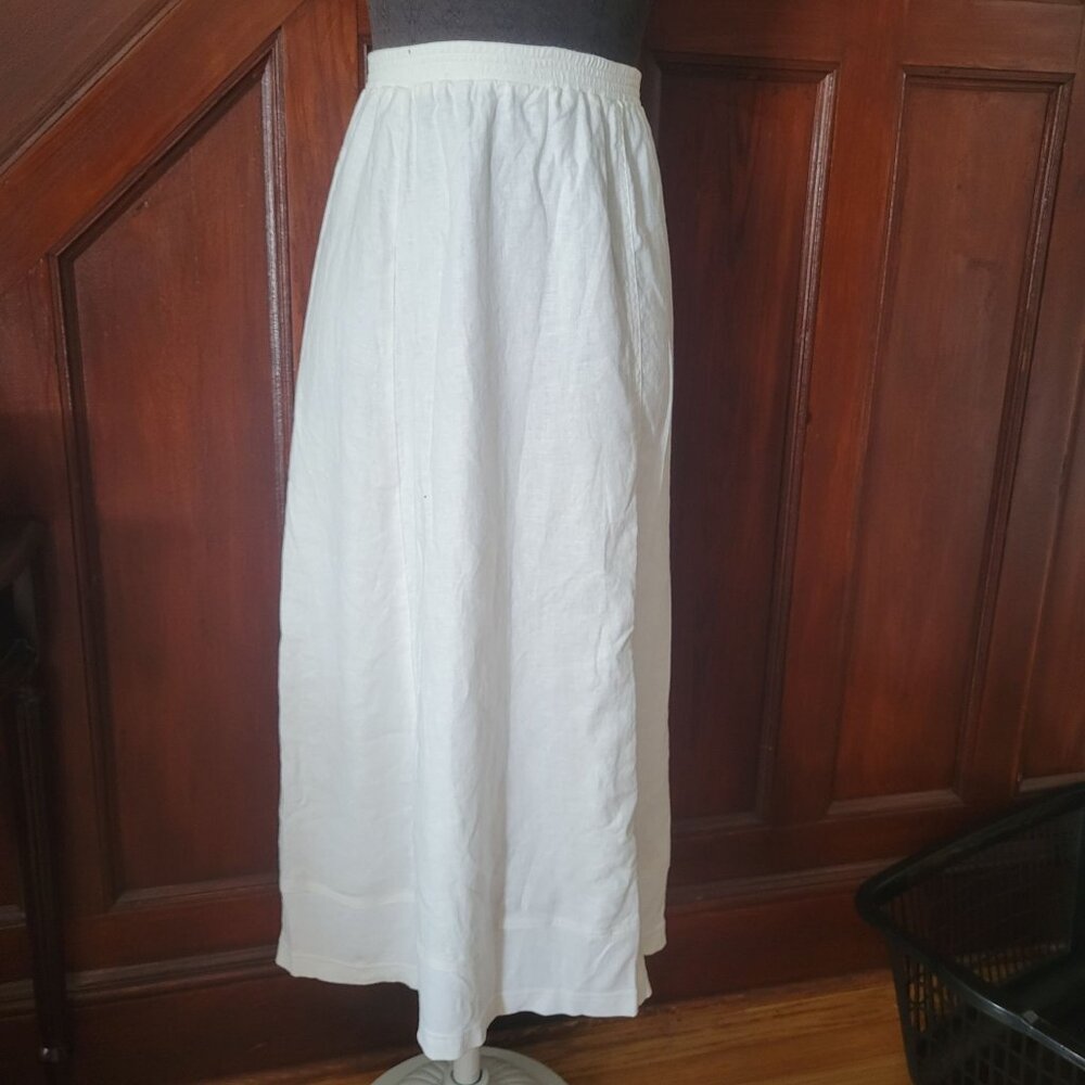David Dart Collection White Linen Maxi Skirt P